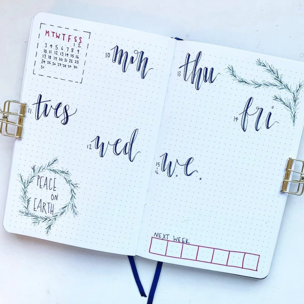 December bullet journal weekly spreads that you'll want to use