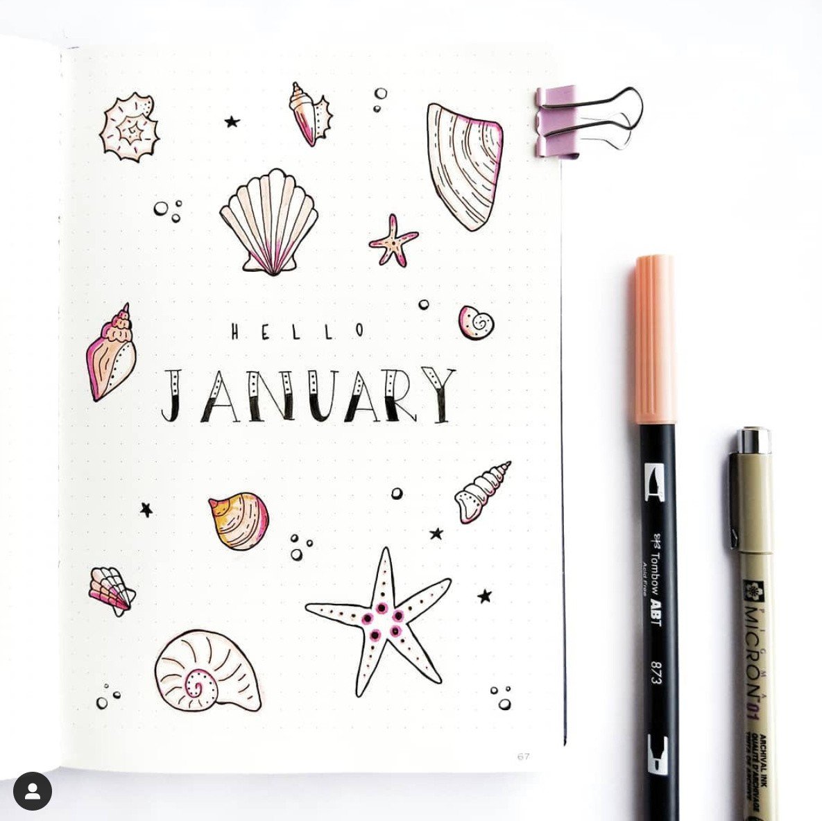 Bullet Journal Theme Pink Seashells