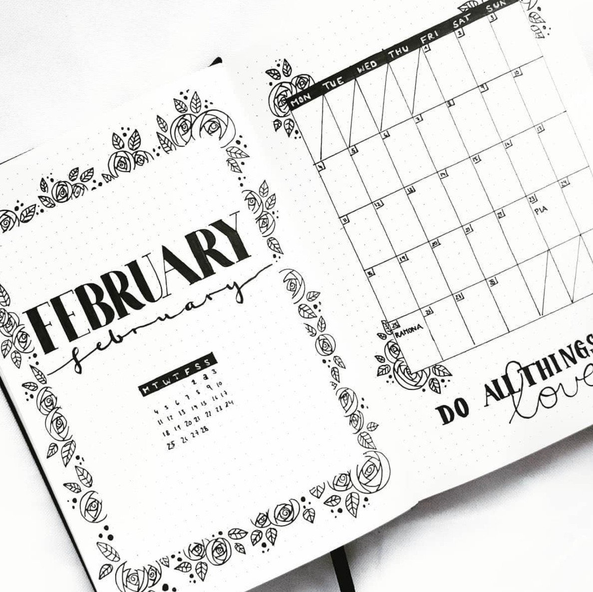 Minimalist Bullet Journal Weekly Spreads for February