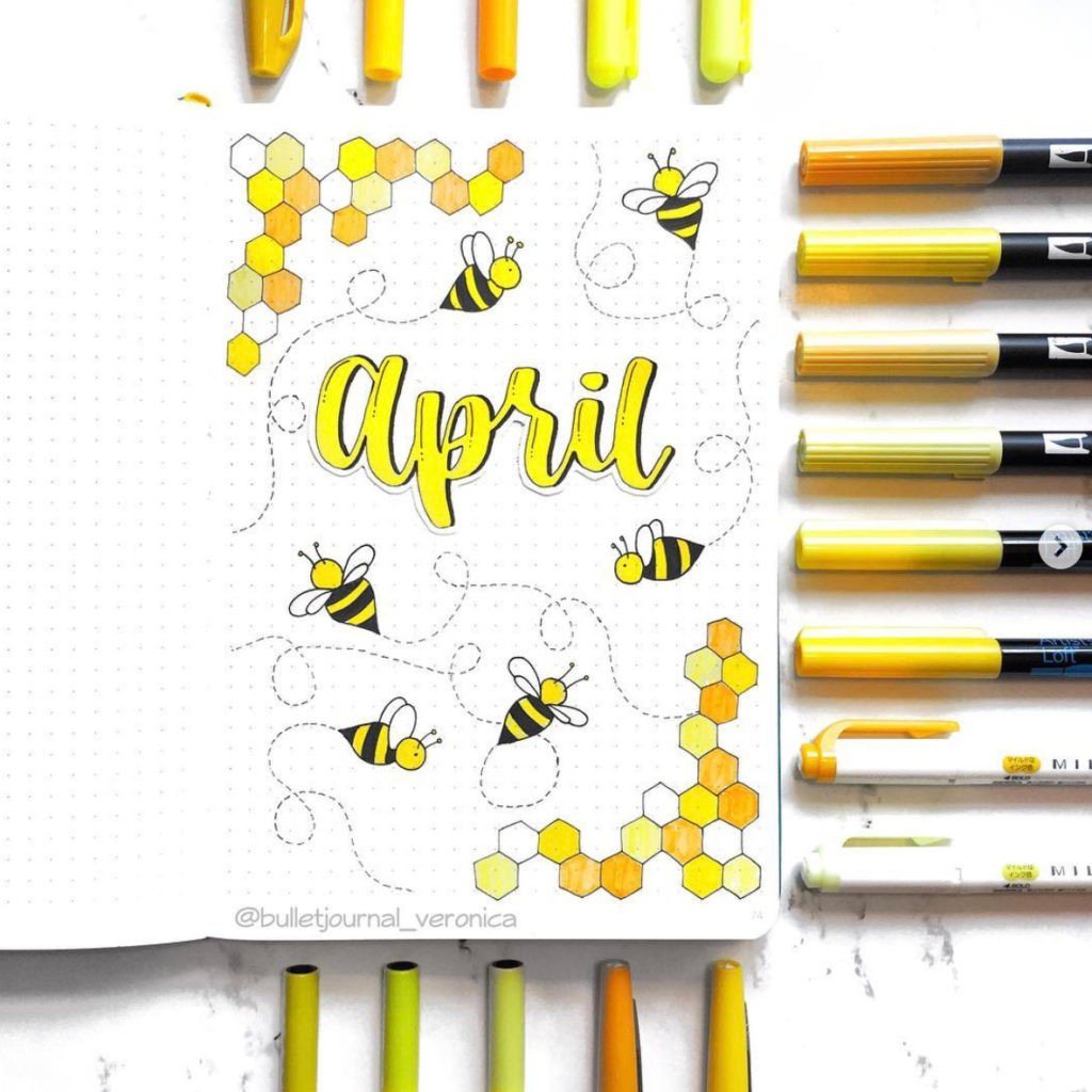 April bullet journal monthly cover page