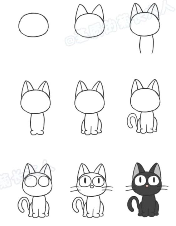 how to draw a cat easy