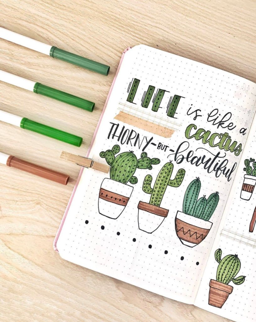 bullet journal quotes cactus