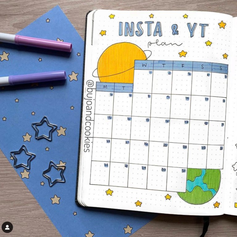 Best Complete Bullet Journal Space Theme - The Smart Wander
