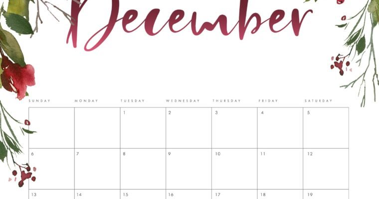 2020 Floral Calendar Printable that you will love