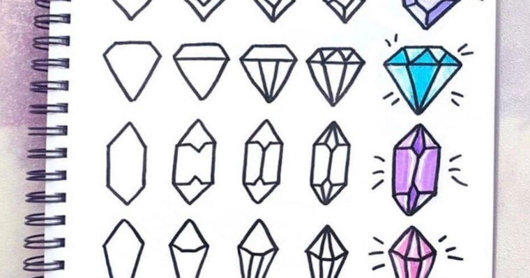 How to draw crystals step by step